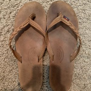 Rainbow Braided Flip-flops